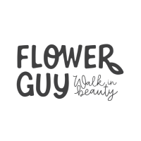 Black text 'FLOWER GUY Walk in Beauty' on a white background