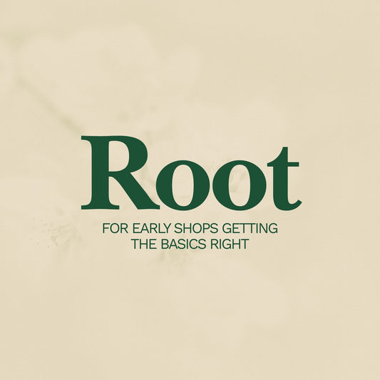 Beige background with 'Root' text and additional text in green.